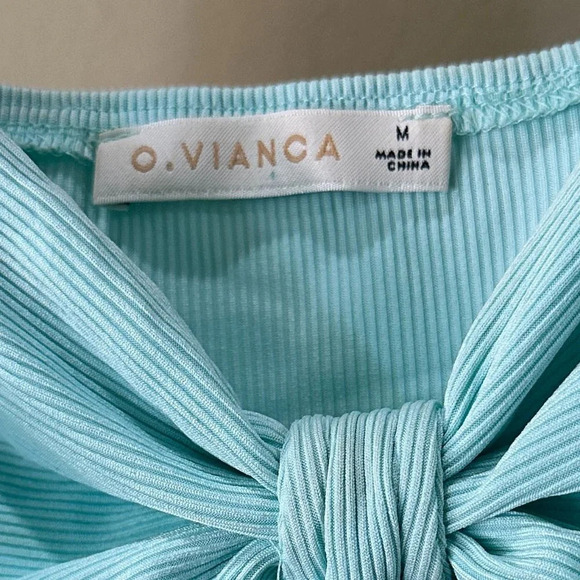 O. VIANCA Mint Green Twist Front Cut Out Body Suit - medium - Picture 3 of 4